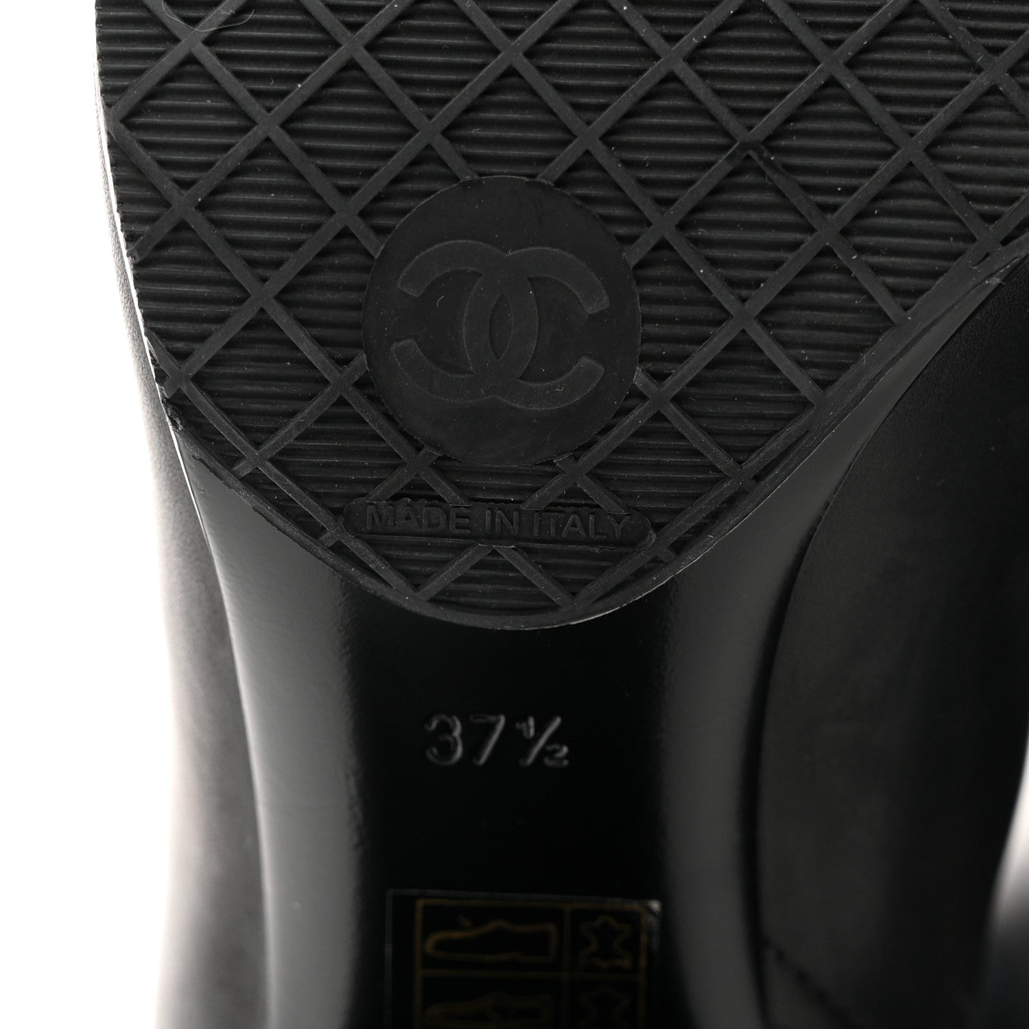 Chanel Calfskin Tall CC Boots 37.5 Black 7 of 11