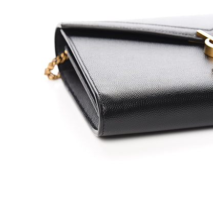 Saint Laurent Grain De Poudre Monogram Cassandra Chain Wallet Black Rouge Legion 6 of 8