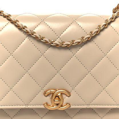 Chanel Calfskin Quilted Perfect Fit Wallet On Chain WOC Beige 9 of 11