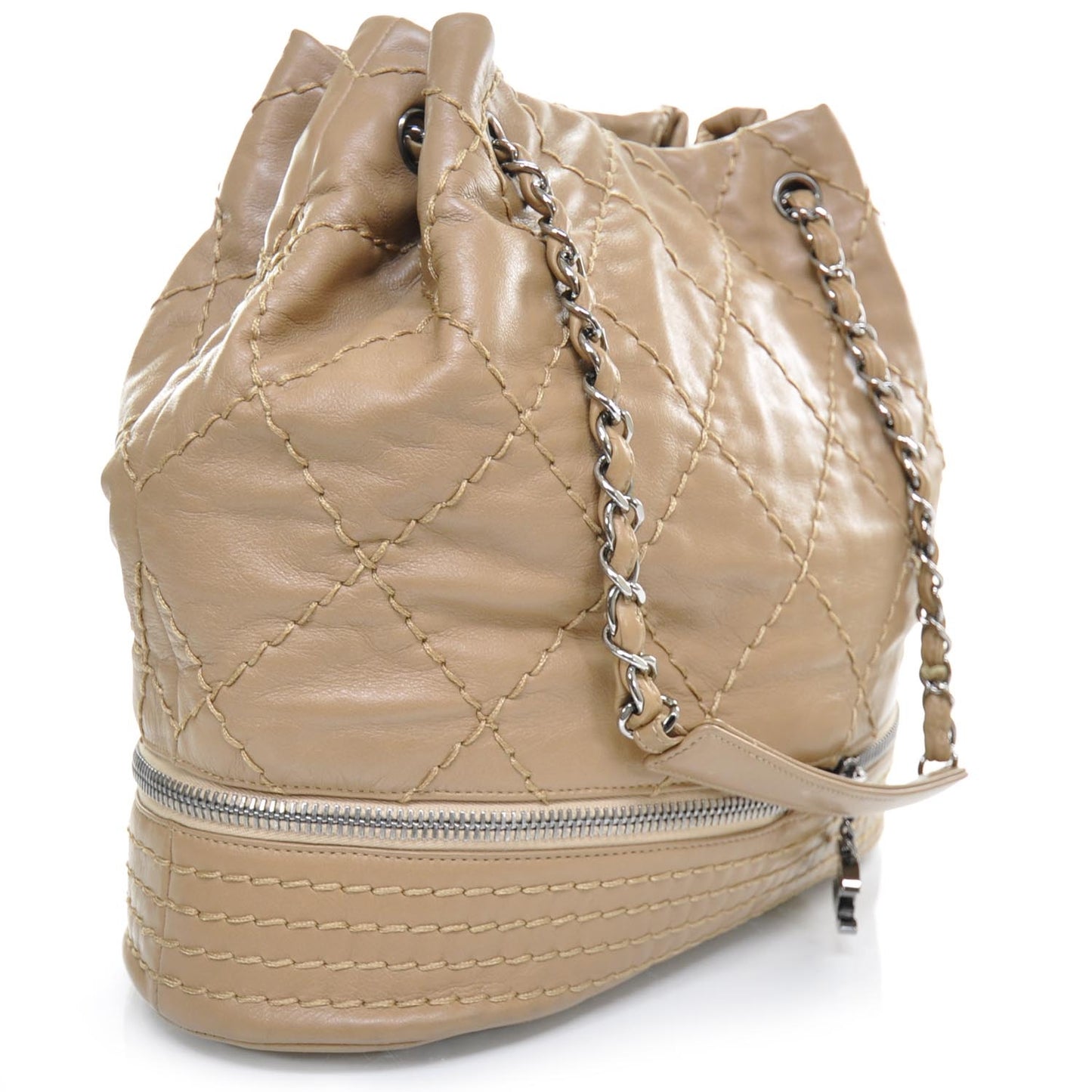 Lambskin Expandable Tote Beige