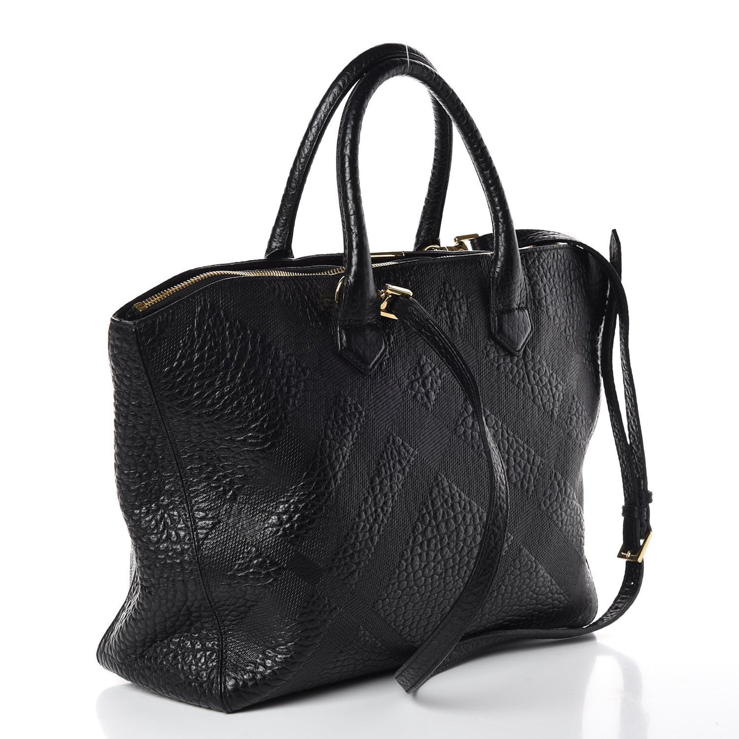 Heritage Grain Check Embossed Medium Dewsbury Tote Black