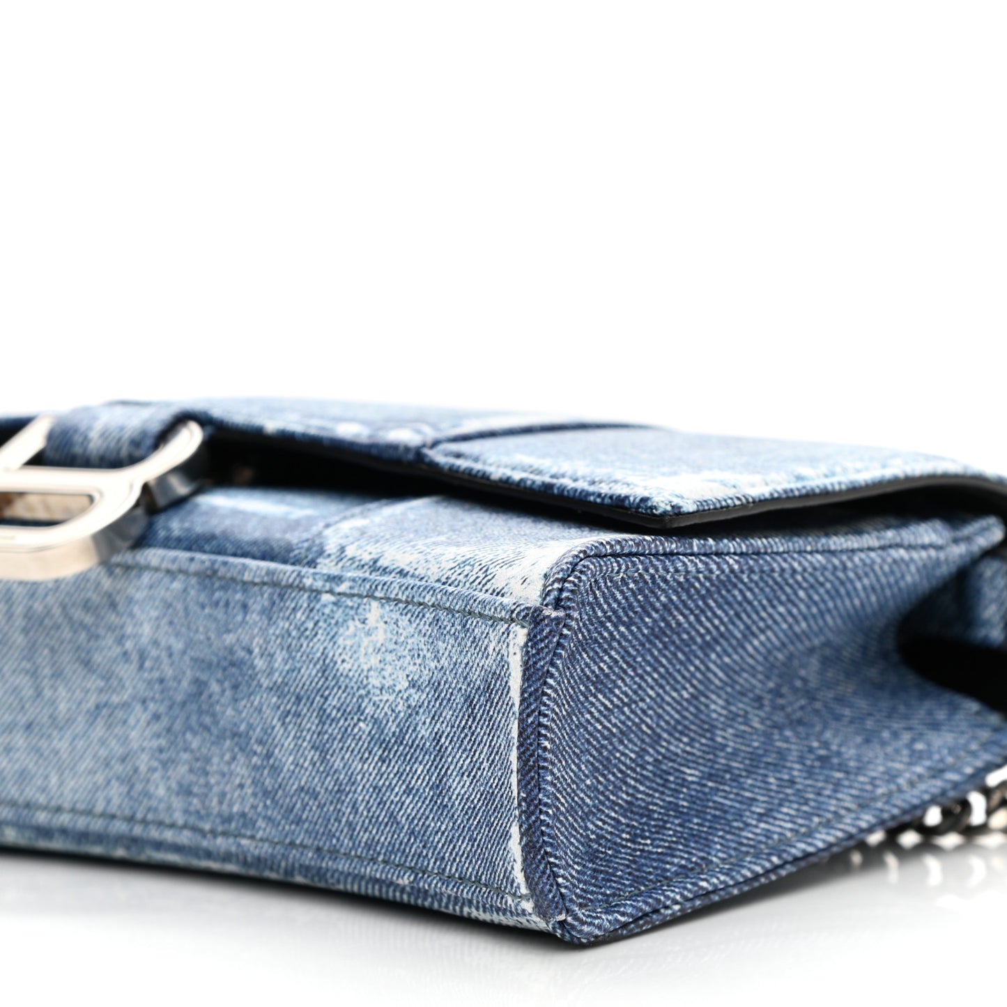 Nappa Denim Printed Hourglass Chain Bag Denim Blue