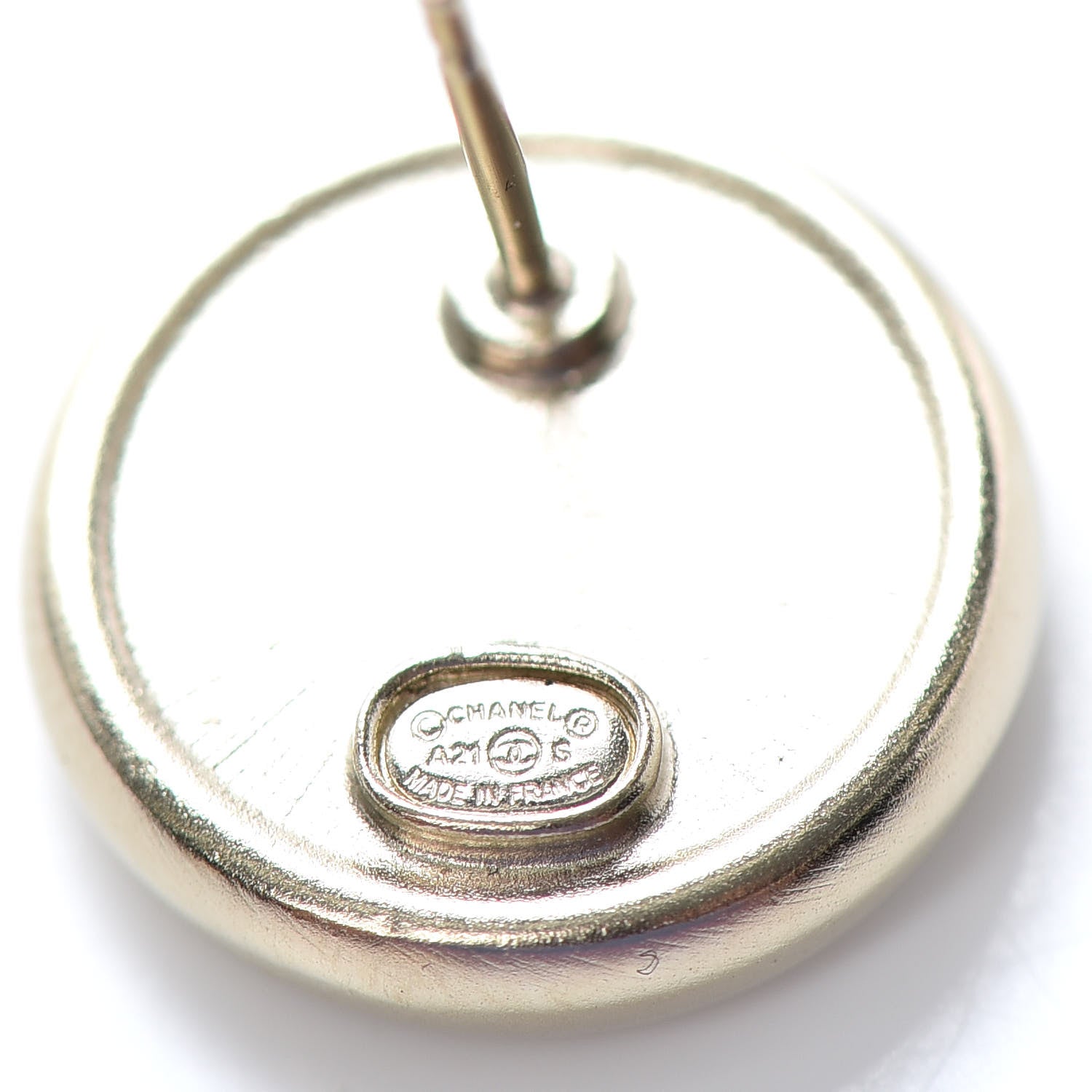 Chanel Crystal CC Round Earrings Light Gold 4 of 4