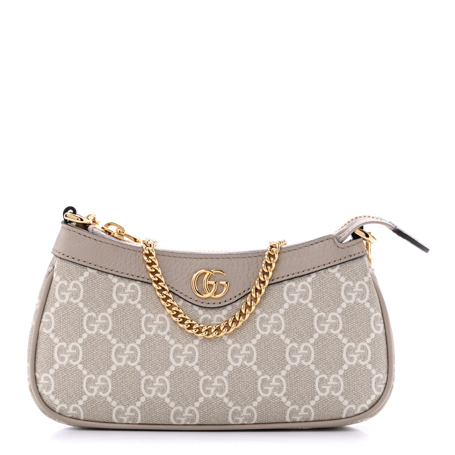 Gucci GG Supreme Monogram Textured Dollar Calfskin Web Mini Ophidia GG Handbag Beige Mystic White Oatmeal 1 of 12