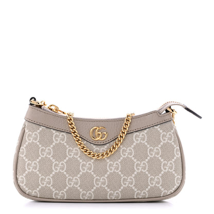 Gucci GG Supreme Monogram Textured Dollar Calfskin Web Mini Ophidia GG Handbag Beige Mystic White Oatmeal 1 of 12