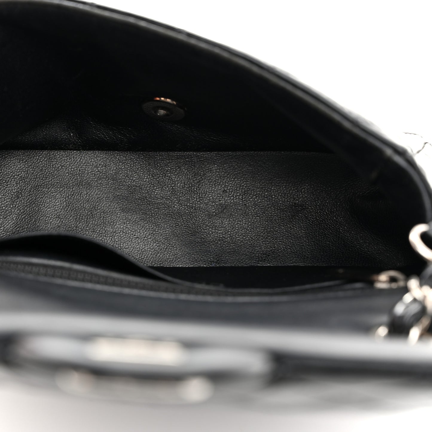 Patent Calfskin Quilted Mini Rectangular Flap Black