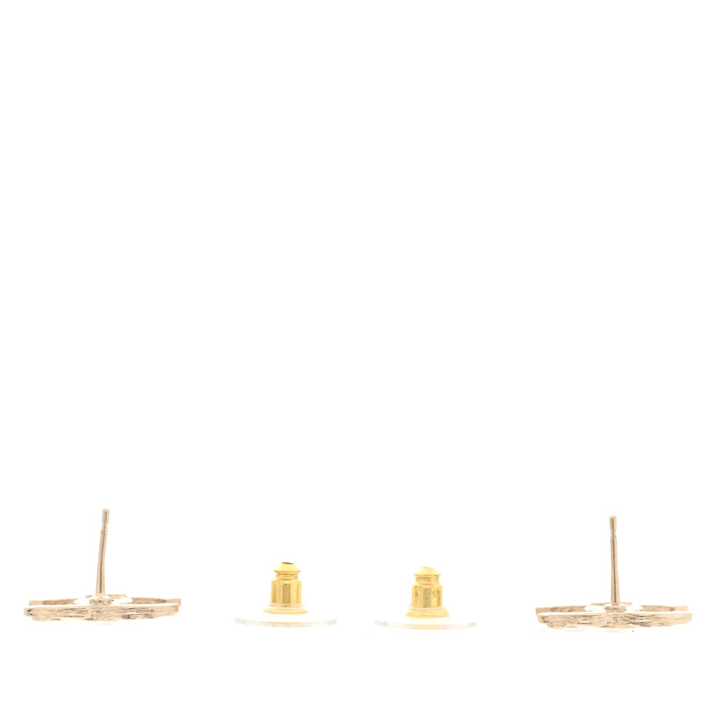 Metal Textured CC Earrings  Gold