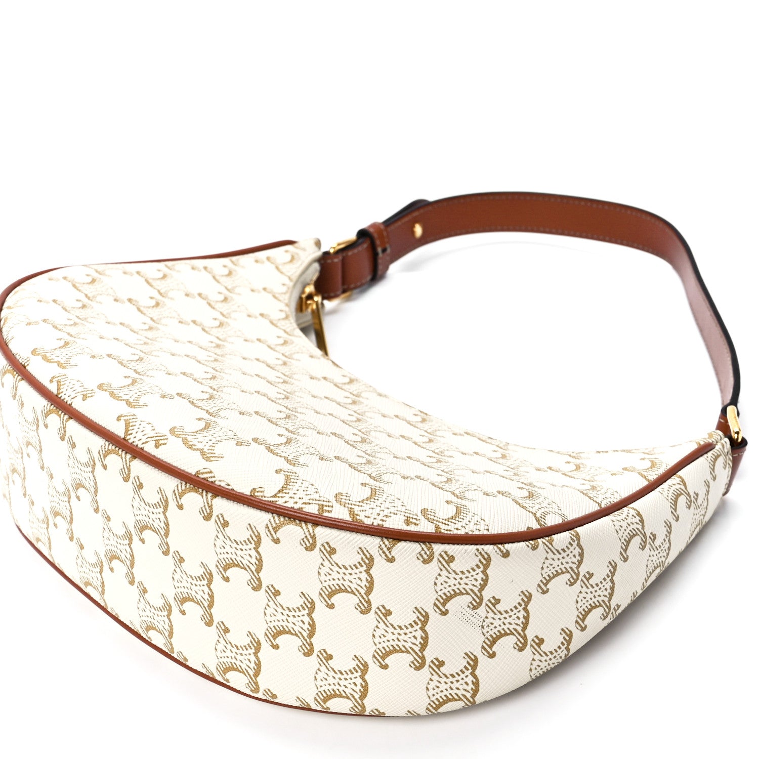 Celine Canvas Calfskin Ava Triomphe Shoulder Bag White 12 of 12