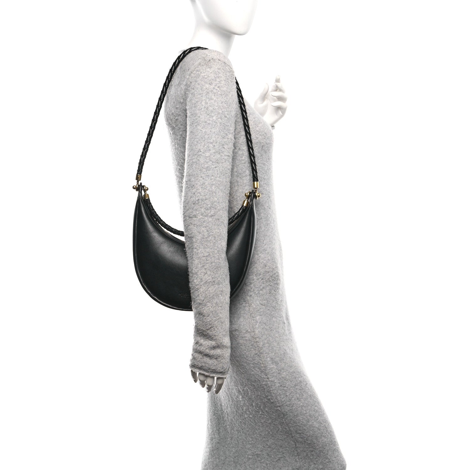 Bottega Veneta Smooth Calfskin Hula Hoop Shoulder Bag Black 2 of 9