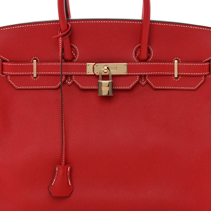 Hermes Epsom Candy Birkin 35 Rouge Casaque Bleu Thalassa 8 of 22