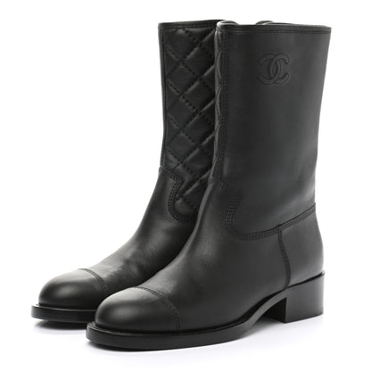 Chanel Calfskin CC Boots 37 Black 3 of 9