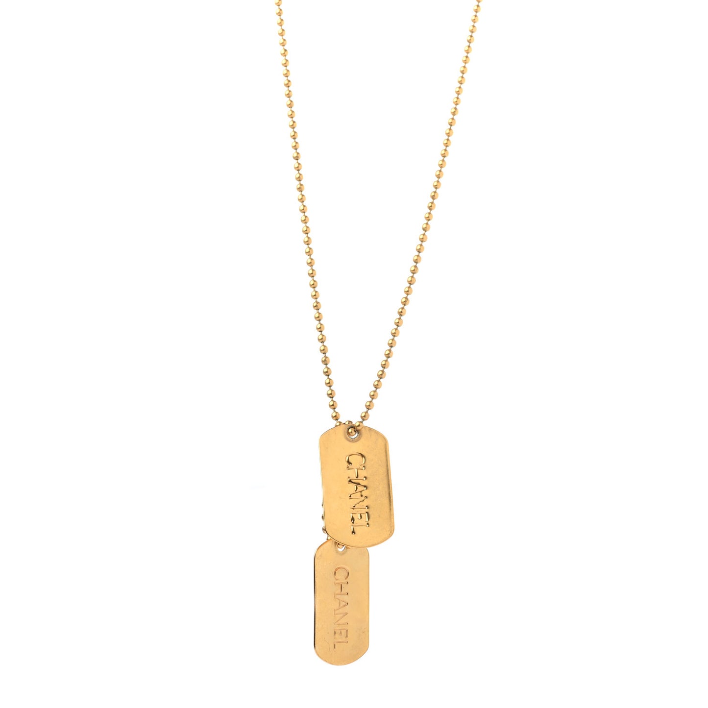 ID Dog Tag Charm Necklace Gold