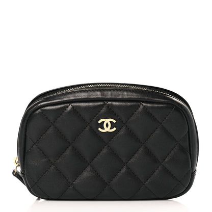 Chanel Lambskin Quilted Small Curvy Pouch Cosmetic Case Black 1 of 9