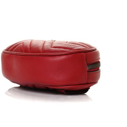 Gucci Calfskin Matelasse GG Marmont Belt Bag 85 34 Hibiscus Red 11 of 17