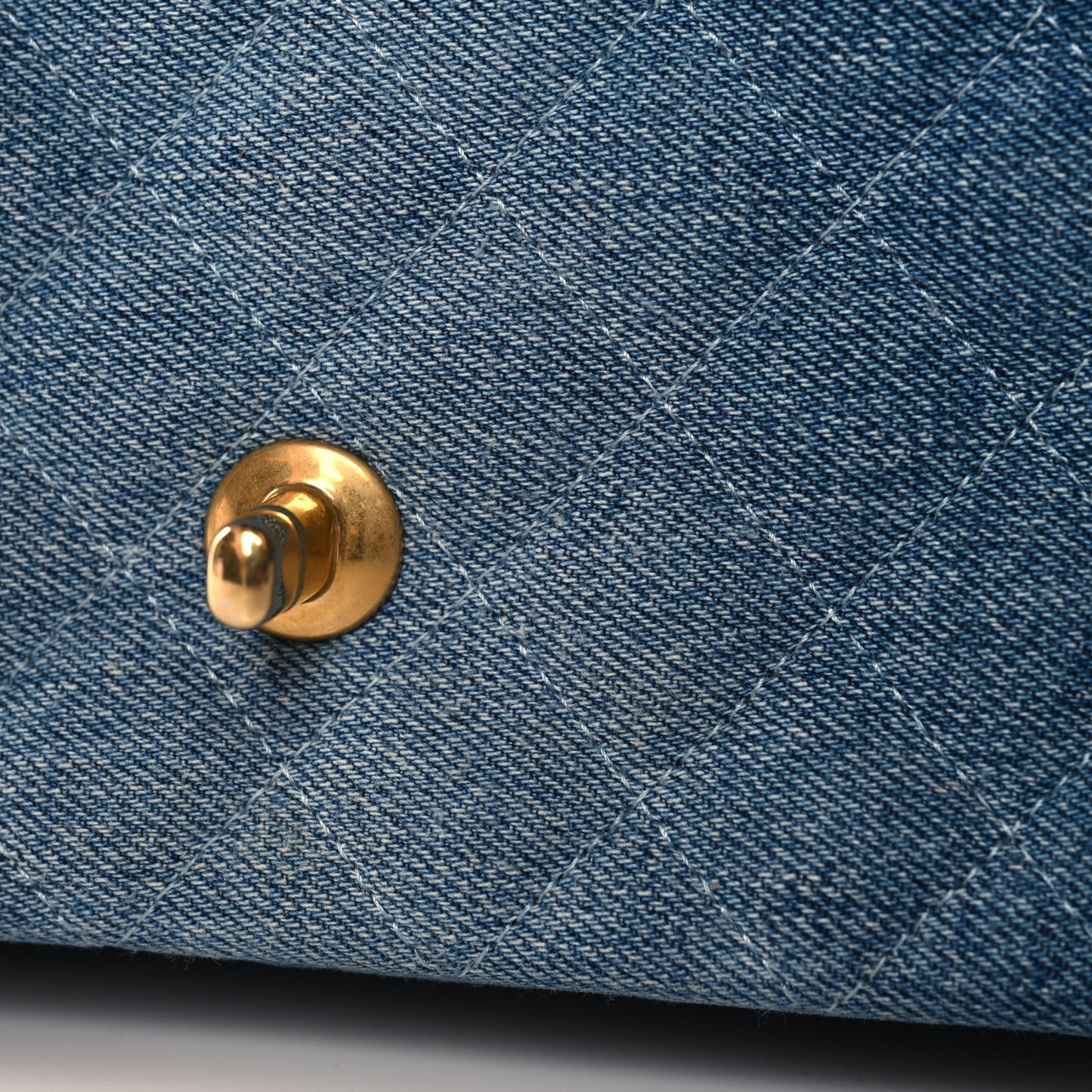 Washed Denim Quilted Mini Rectangular Flap Blue