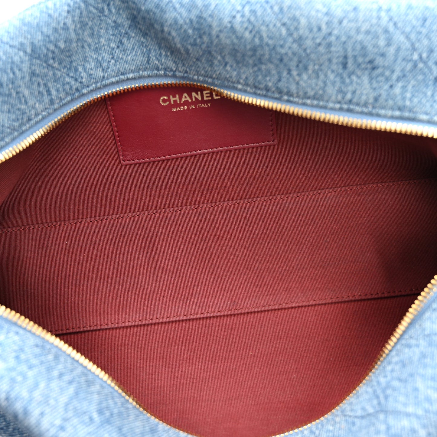 Denim Quilted Eyes On You Bowling Bag Blue