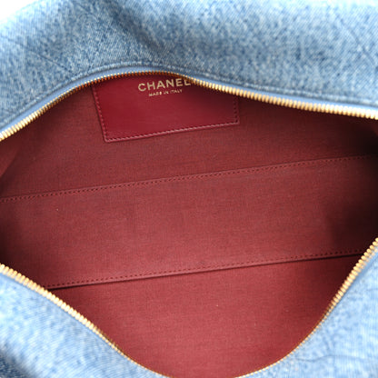 Chanel Denim Quilted Eyes On You Bowling Bag Blue 5 of 11