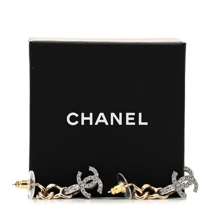 Chanel Metal Crystal CC Chain Drop Earrings Gold 5 of 5