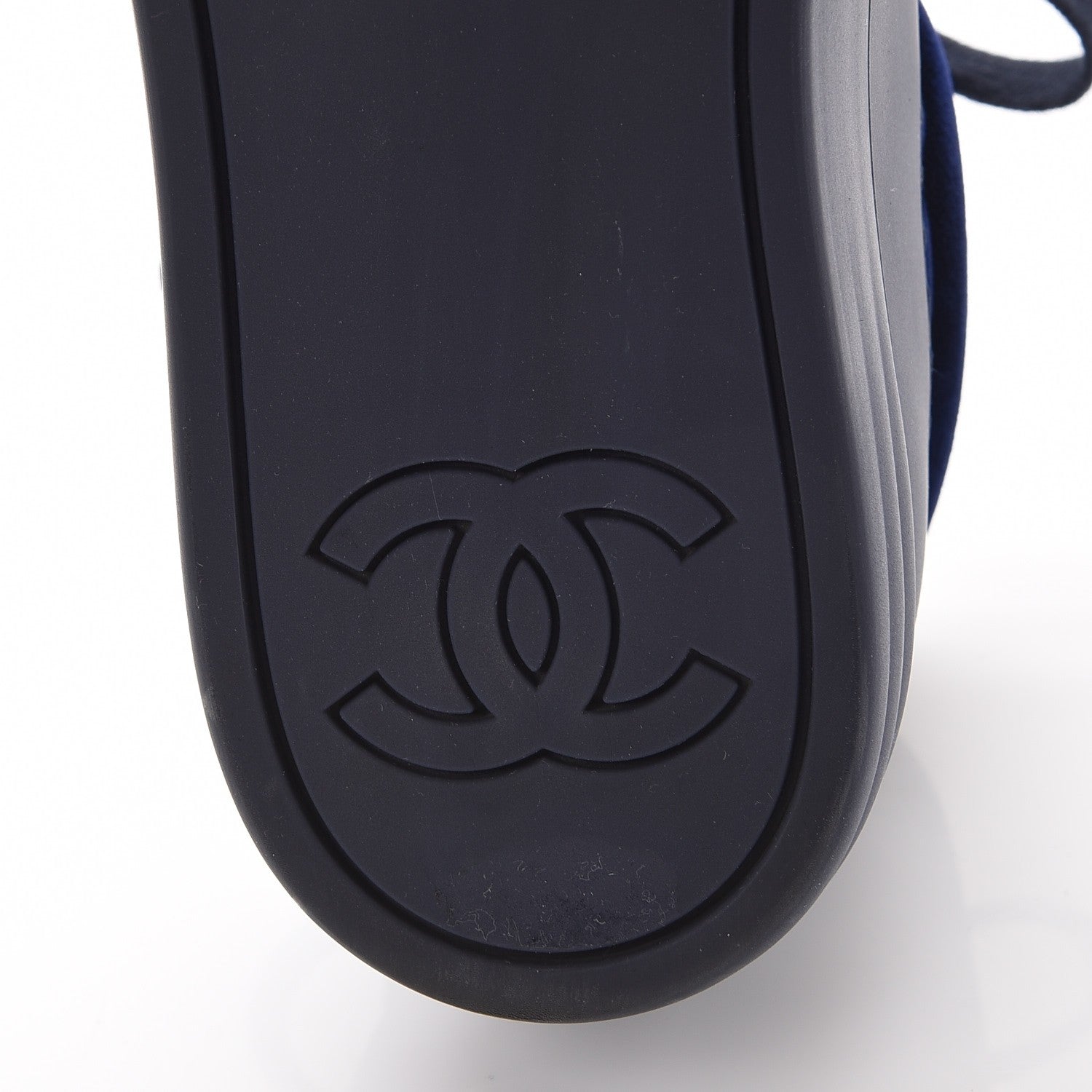 Chanel Calfskin Velvet CC Sneakers 35.5 Navy Blue 7 of 10