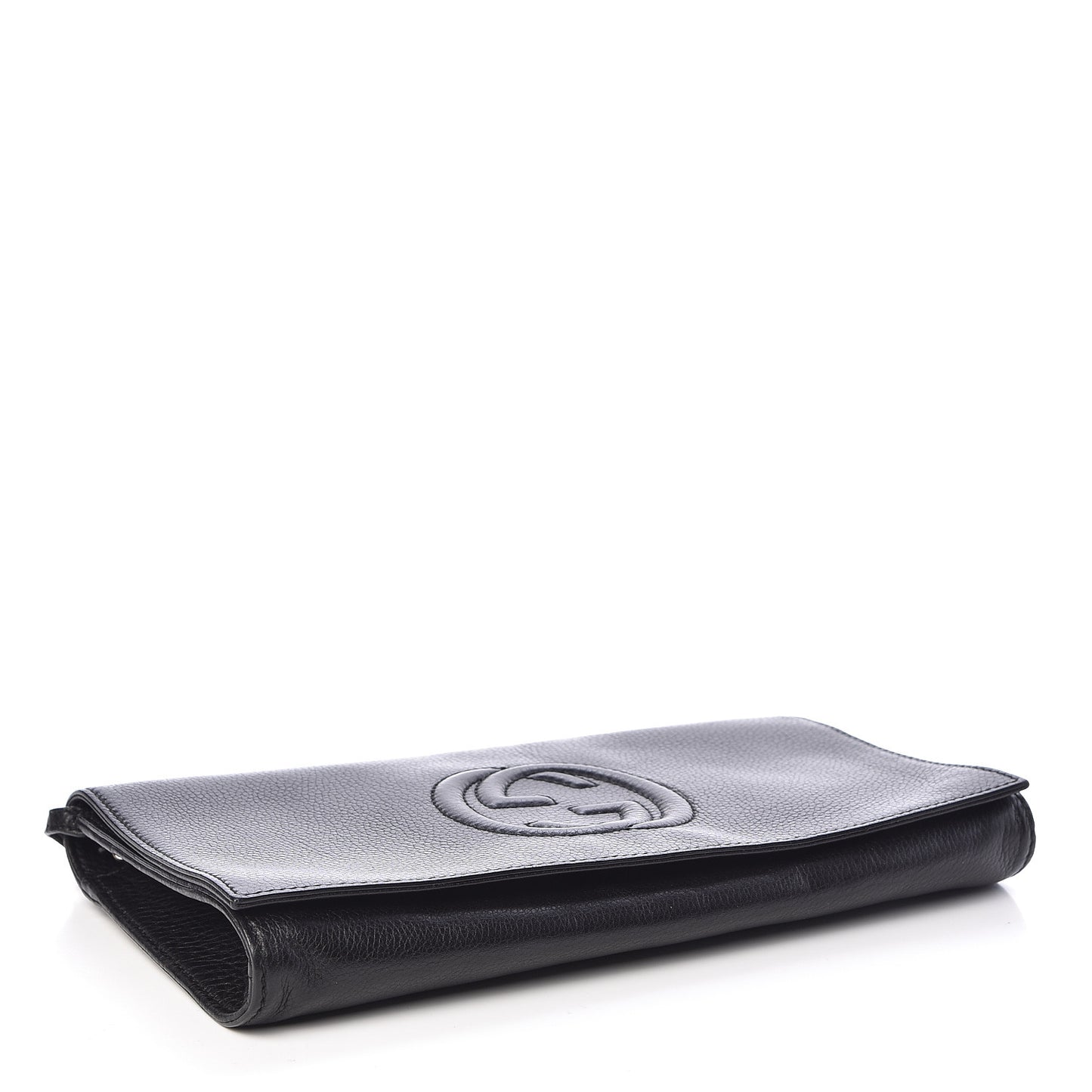 Pebbled Calfskin Medium Soho Clutch Black