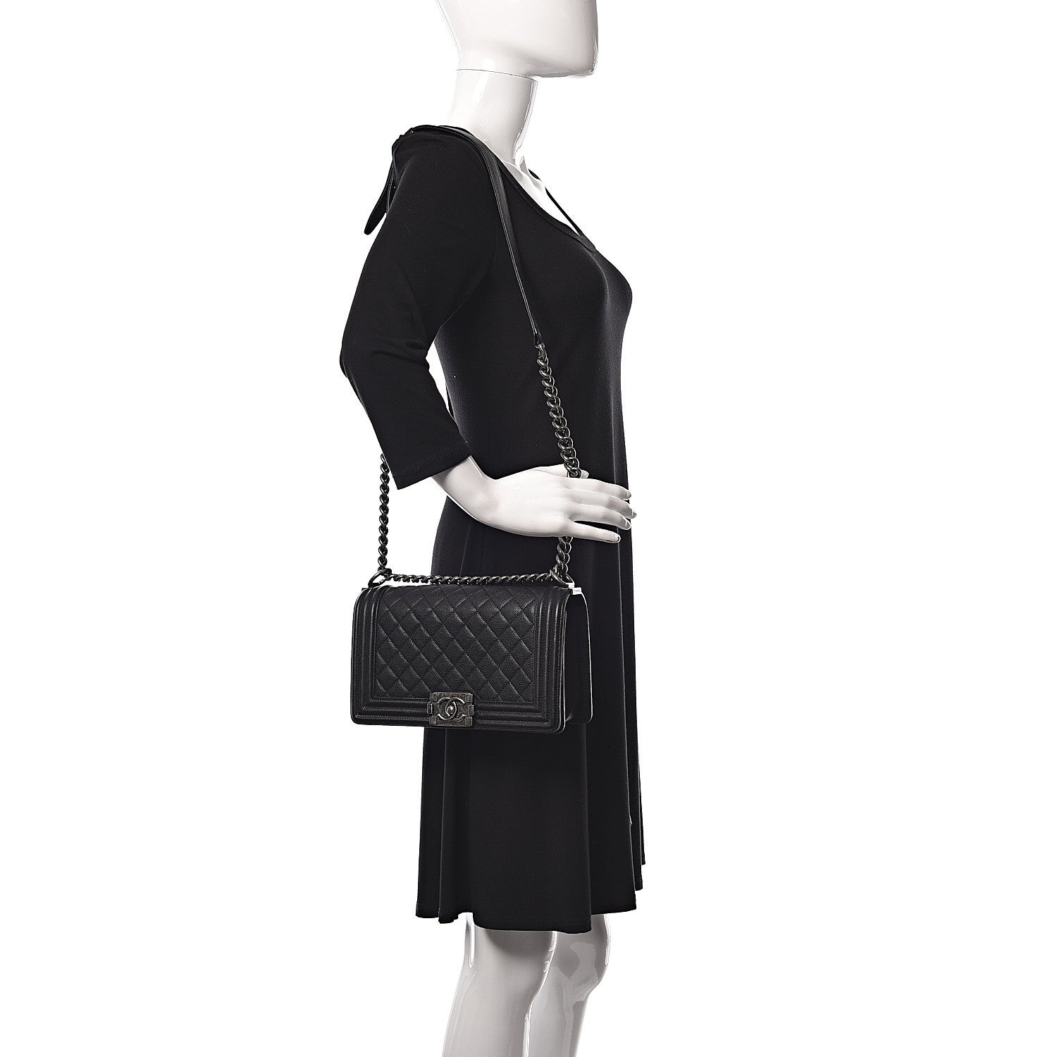Chanel Caviar Quilted Medium Boy Flap Black 2 of 13