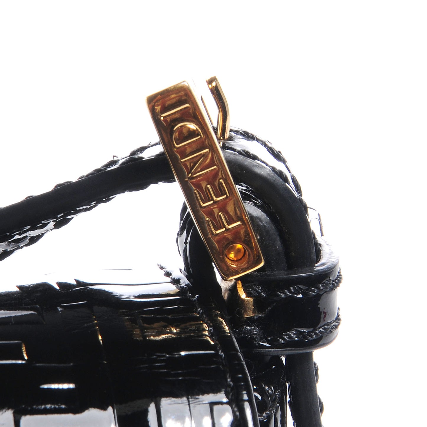 Patent FF Embossed Forever Mini Mama Baguette Black