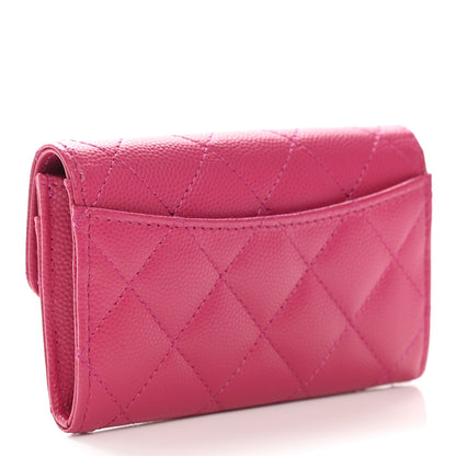 Chanel Caviar Quilted Flap Card Holder Wallet Fuchsia 3 of 9