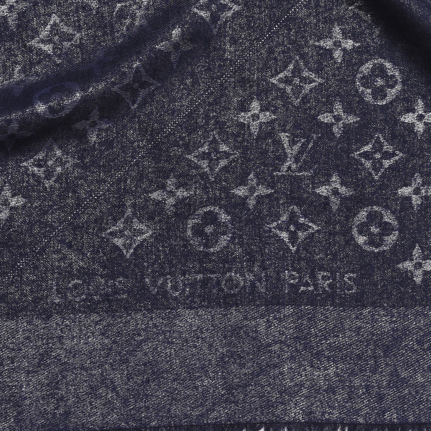 Louis Vuitton Silk Wool Monogram Rock Shawl Blue 3 of 4