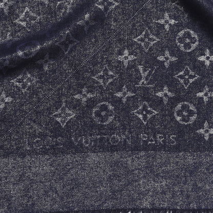 Louis Vuitton Silk Wool Monogram Rock Shawl Blue 3 of 4