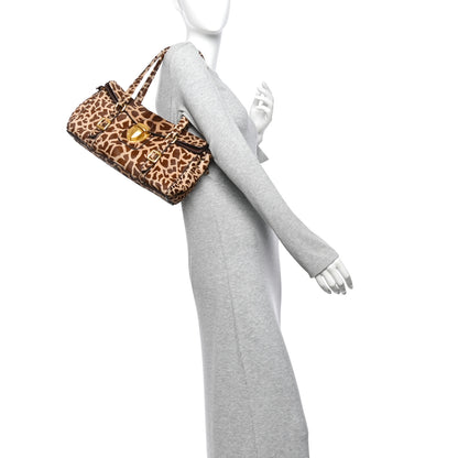 Prada Calf Hair Cavallino Giraffe Print Easy Foldover Pushlock Satchel Sabbia Moro 2 of 12