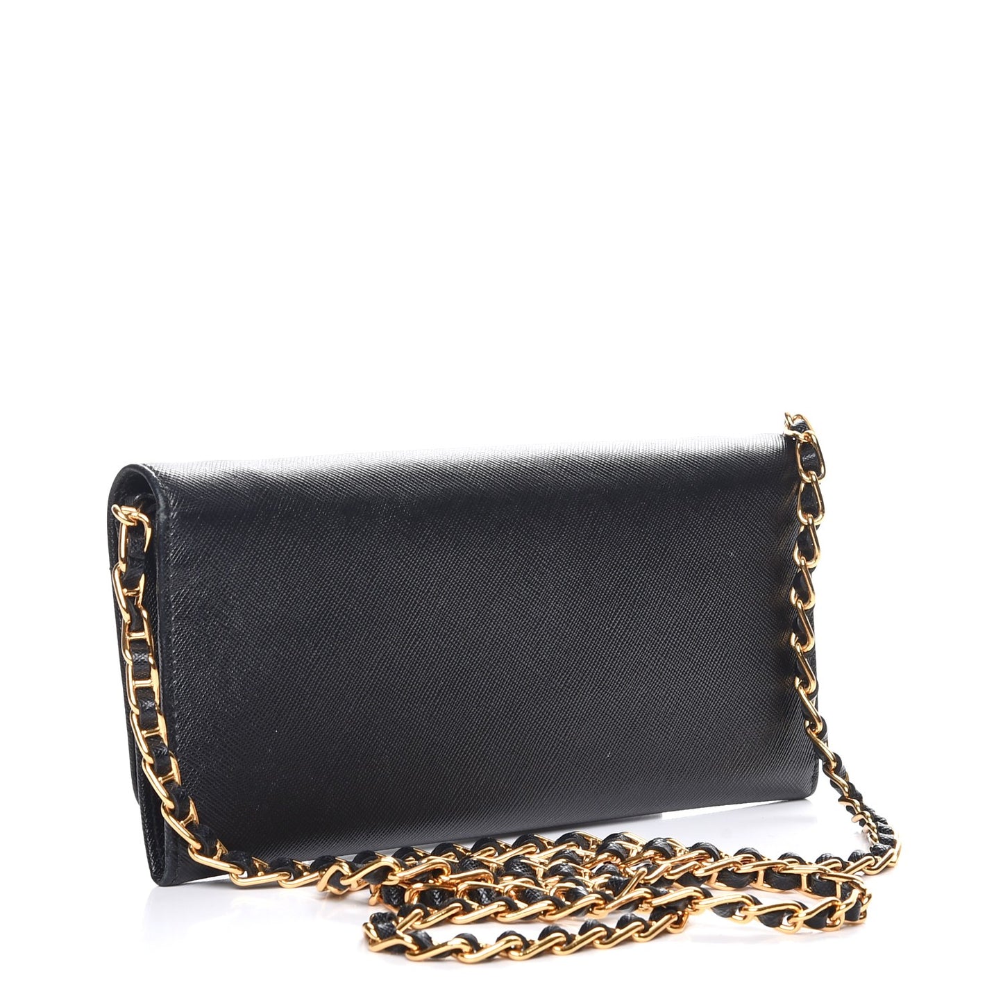 Saffiano Metal Oro Chain Wallet Nero Black