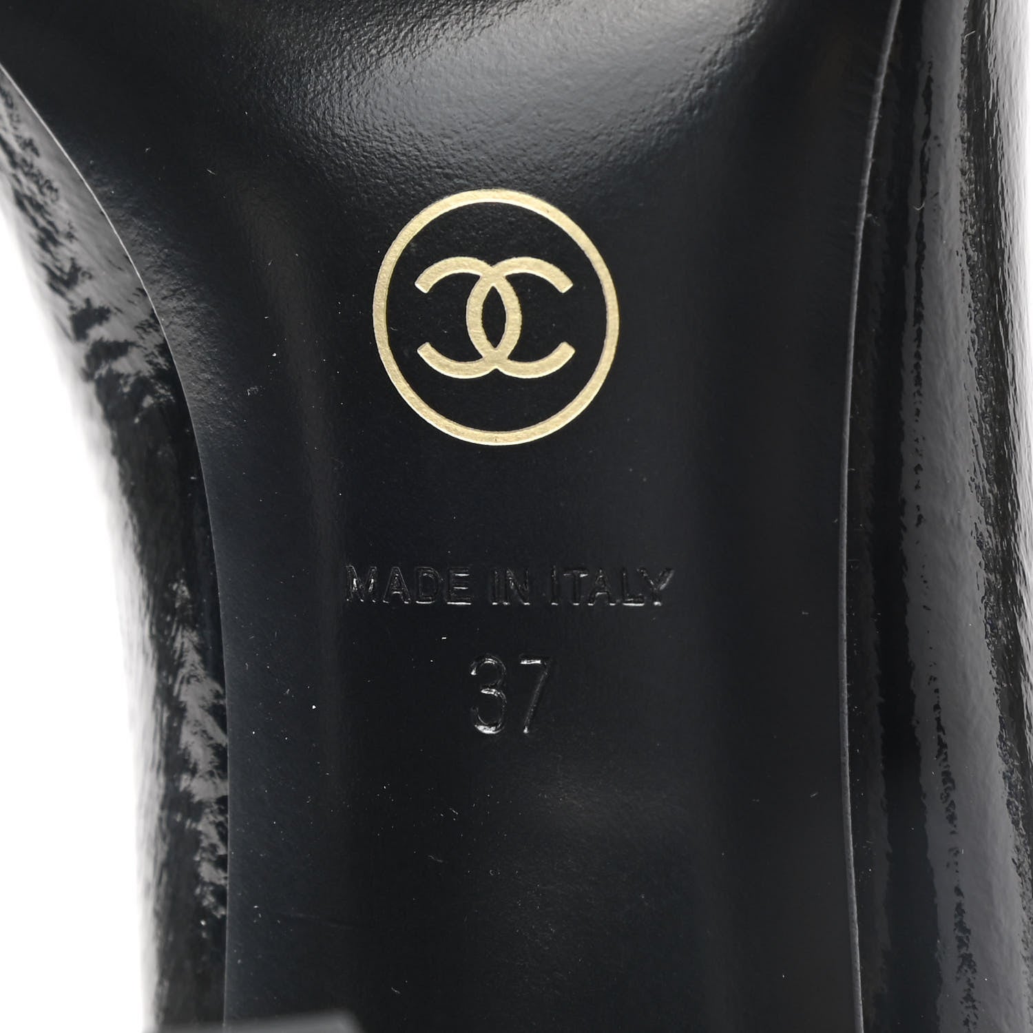 Chanel Patent Calfskin Crystal Cap Toe Logo Pumps 37 Black 14 of 14