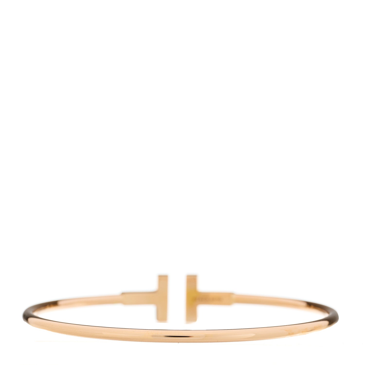 Tiffany 18K Rose Gold Diamond T Wire Bracelet 3 of 4
