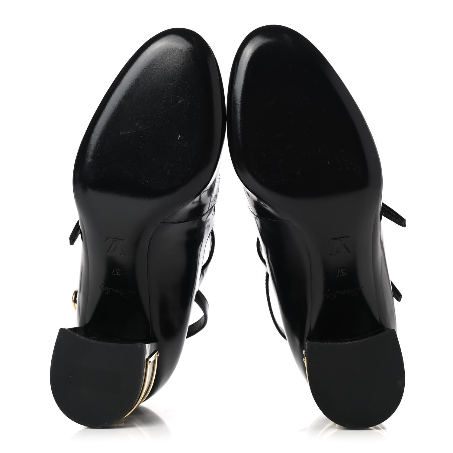 Louis Vuitton Glazed Calfskin Bliss Multistrap Pumps 37 Black 5 of 8