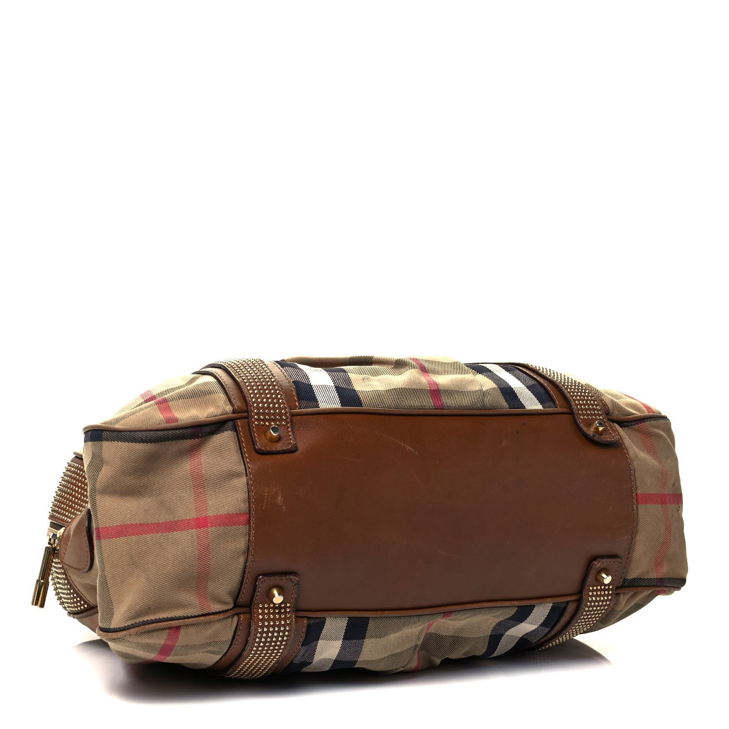 Burberry House Check Studded Knight Satchel Brown 4 of 9