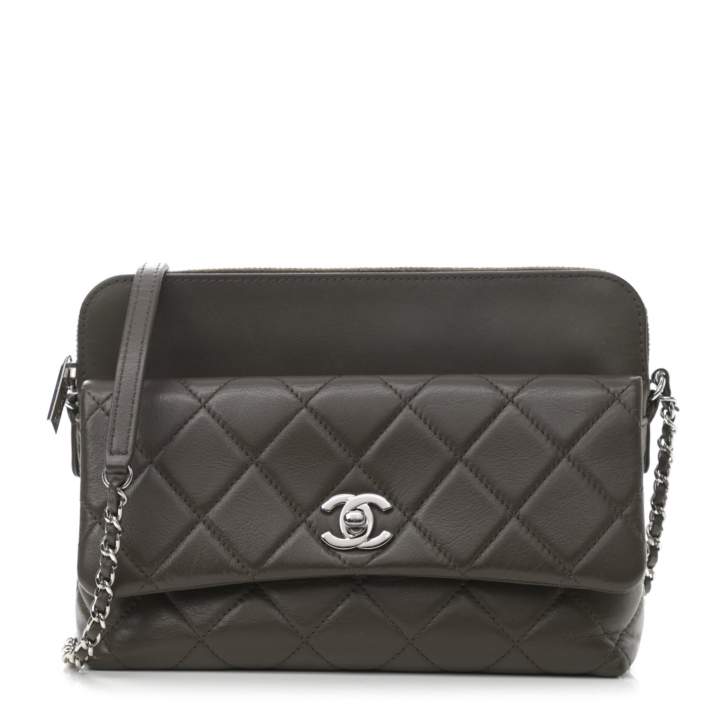 Lambskin Quilted Crossbody Dark Khaki