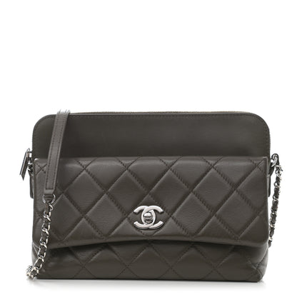 Chanel Lambskin Quilted Crossbody Dark Khaki 1 of 9