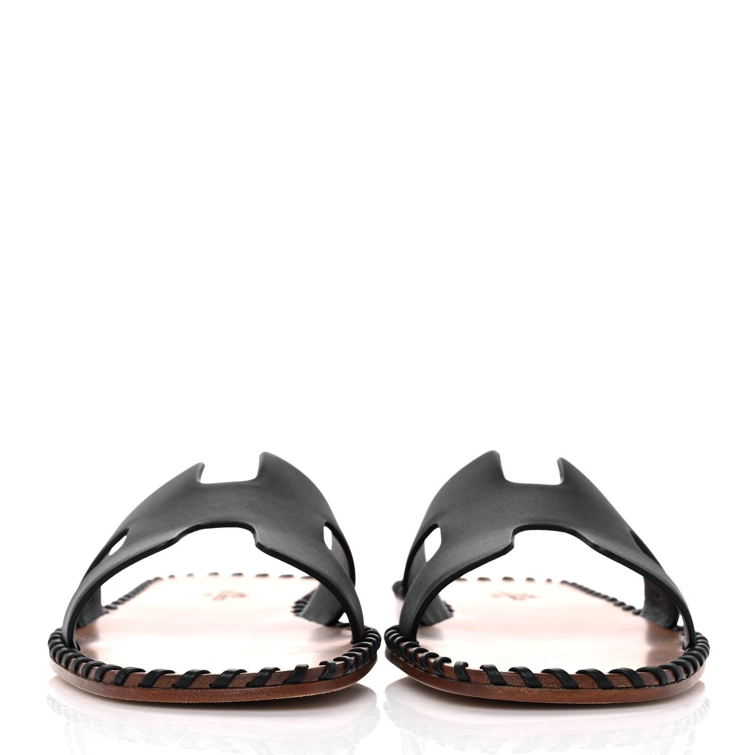 Hermes Box Calfskin Braided Oran Sandals 36 Black 2 of 9