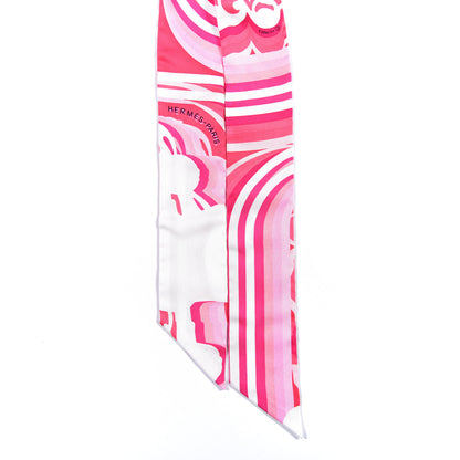 Hermes Silk Brides de Gala Shadow Twilly Rose Blanc Fuchsia 2 of 4