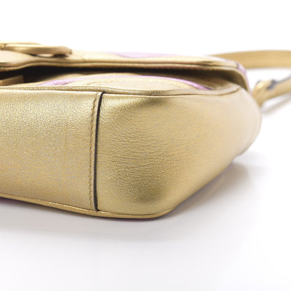 Gucci Metallic Calfskin Matelasse Mini GG Marmont Shoulder Bag Gold Pink 10 of 11