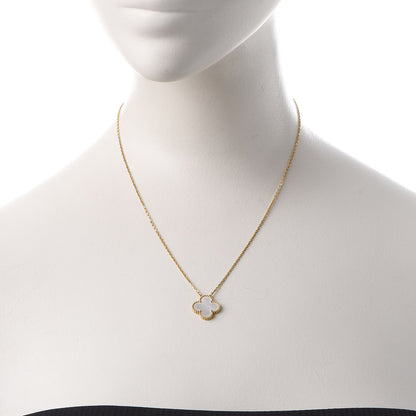 Van Cleef & Arpels 18K Yellow Gold Mother of Pearl Vintage Alhambra Pendant Necklace 2 of 7
