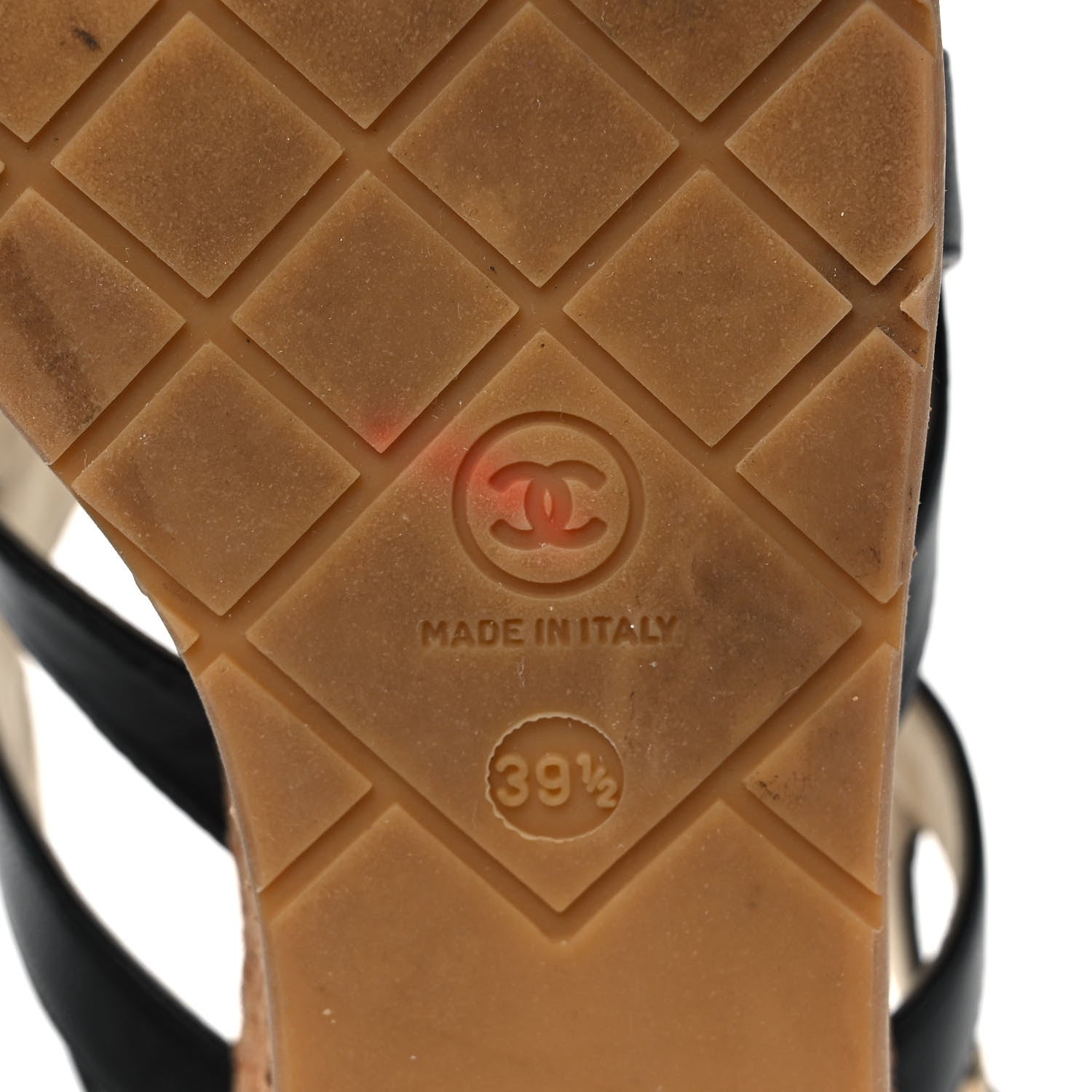 Chanel Lambskin Cork Pearl CC Platform Sandals 39.5 Black 6 of 9