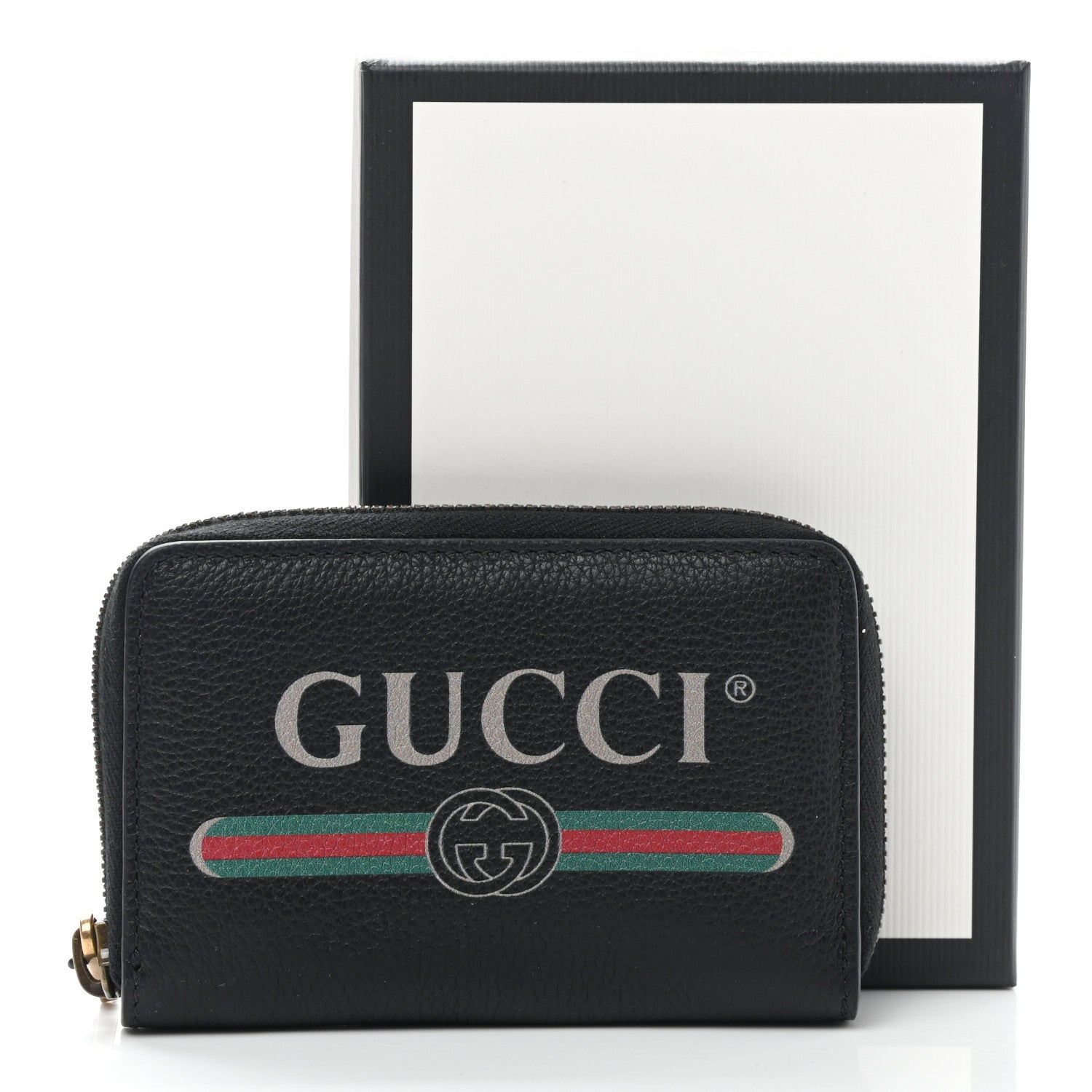 Gucci Calfskin Logo Zip Around Card Case Black 7 of 7