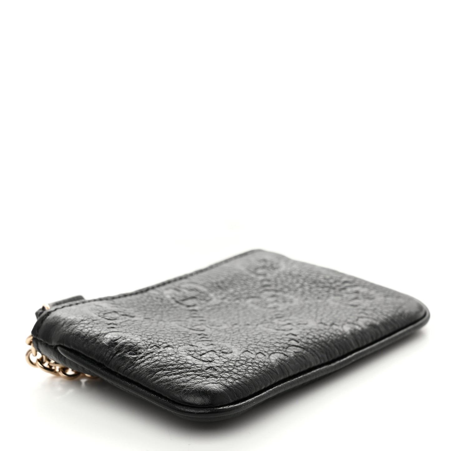 Guccissima GG Emblem Zip Key Case Black