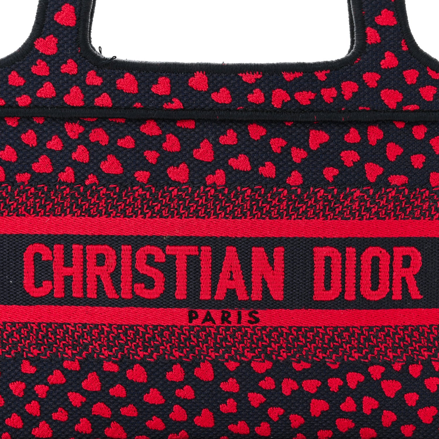 Christian Dior Canvas Embroidered Pop Heart I Love Paris Mini Book Tote Red Multicolor 8 of 11