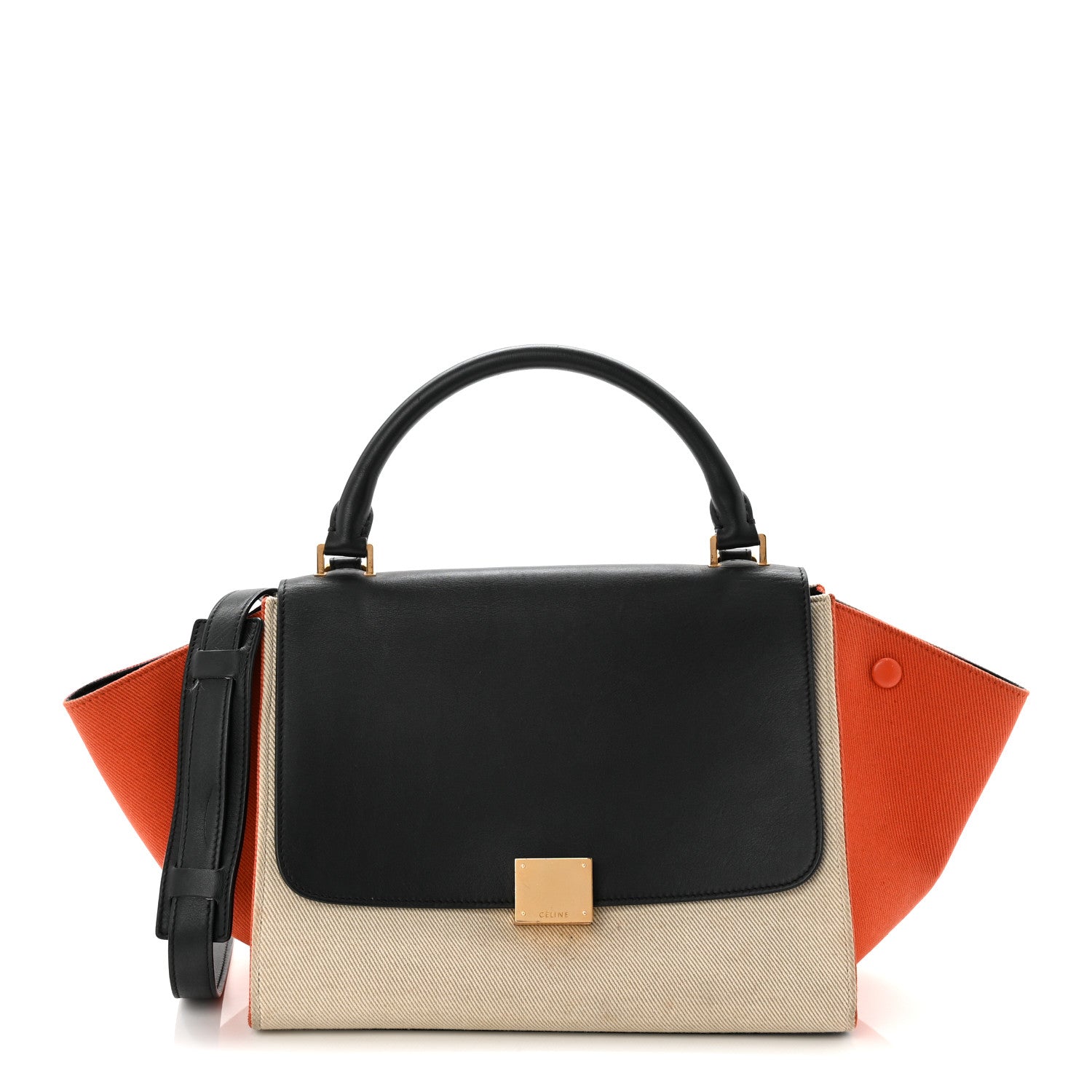 Celine Smooth Calfskin Linen Small Tri-Color Trapeze Orange 1 of 10