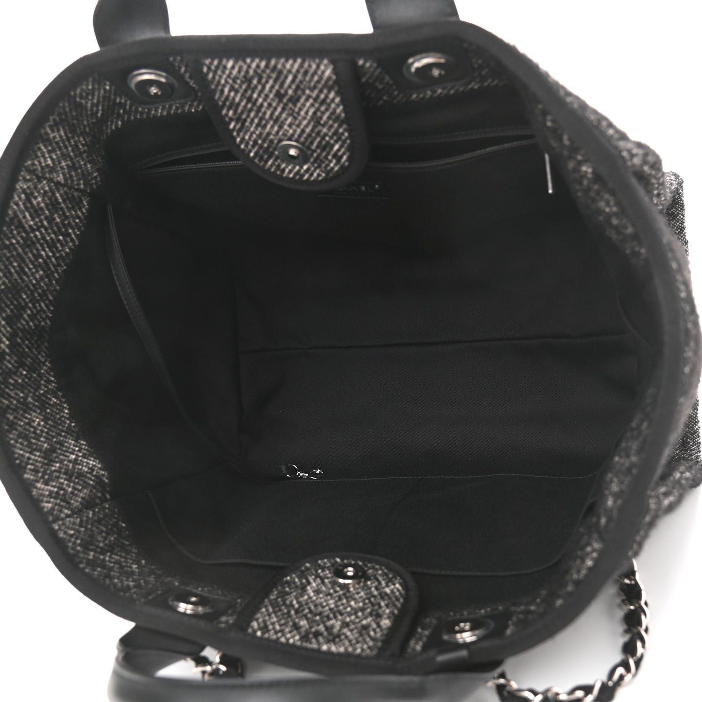 Mixed Fibers Calfskin Medium Deauville Tote Black