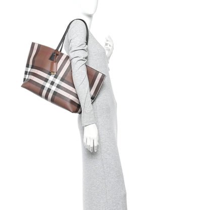 Burberry E-Canvas Check Medium Soft TB Tote Dark Birch Brown 2 of 10