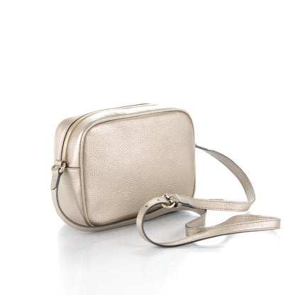 Gucci Metallic Pebbled Calfskin Small Soho Disco Bag Golden Beige 3 of 7