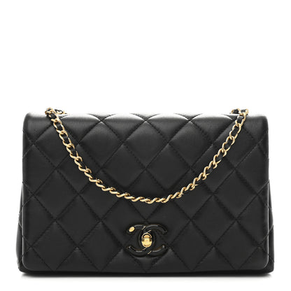 Chanel Shiny Lambskin Quilted Enamel CC Small Flap Black 1 of 11